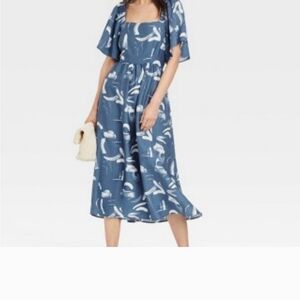 A New Day Blue & White Tie Back Dress